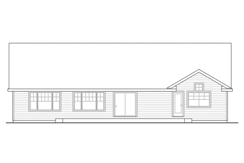 Architectural House Design - Exterior - Rear Elevation for Ranch House Plan #124-862 - 3 bed, 2 bath