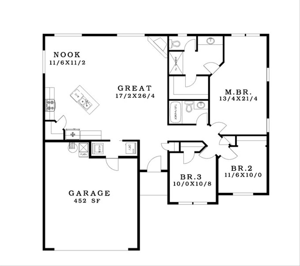 Ranch Style House Plan - 3 Beds 2 Baths 1506 Sq/Ft Plan #943-40