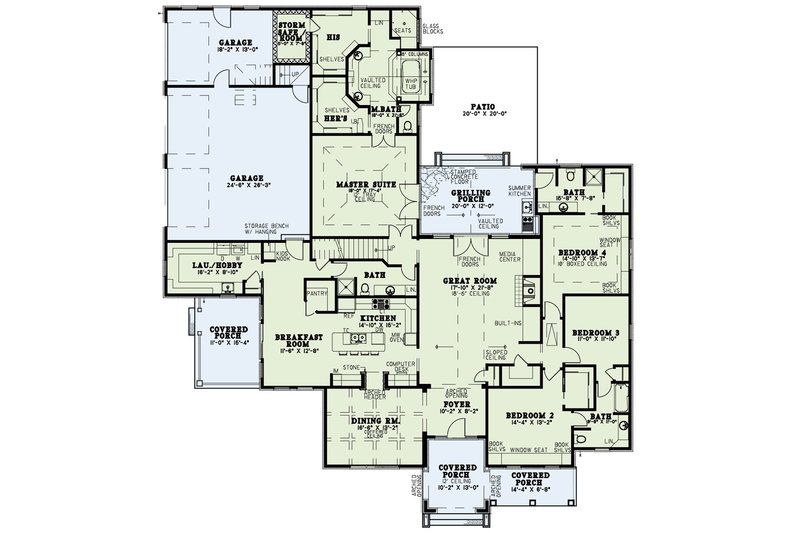House Plan Design - Floor Plan - Main Floor for European House Plan #17-412 - 4 bed, 4 bath