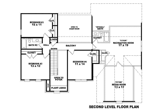 Floor Plan - Upper Floor for European House Plan #81-908 - 4 bed, 3.5 bath