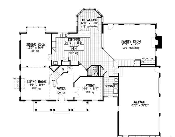 Home Plan - Colonial Floor Plan - Main Floor Plan #953-33