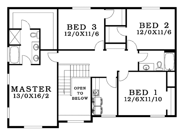 Craftsman Floor Plan - Upper Floor Plan #943-2