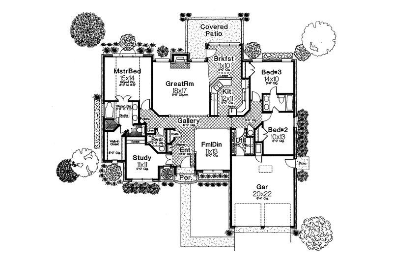 Architectural House Design - Floor Plan - Main Floor for European House Plan #310-1007 - 3 bed, 2.5 bath