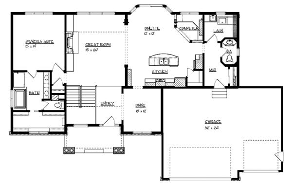Architectural House Design - Prairie Floor Plan - Main Floor Plan #320-995