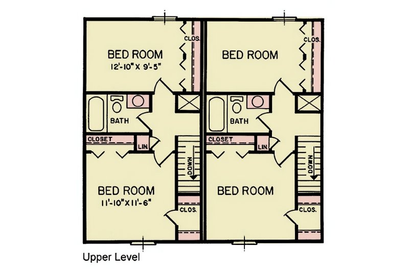 House Blueprint - Floor Plan - Upper Floor for Craftsman House Plan #54-628 - 4 bed, 2 bath