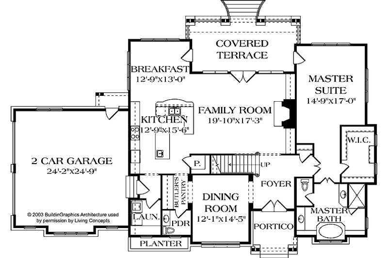 Architectural House Design - Floor Plan - Main Floor for Craftsman House Plan #453-558 - 4 bed, 3.5 bath
