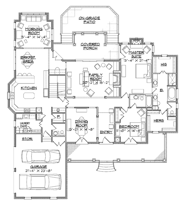 House Design - Traditional Floor Plan - Main Floor Plan #1054-15