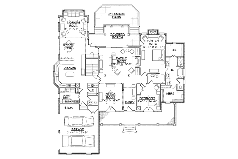 Dream House Plan - Floor Plan - Main Floor for Traditional House Plan #1054-15 - 5 bed, 4.5 bath