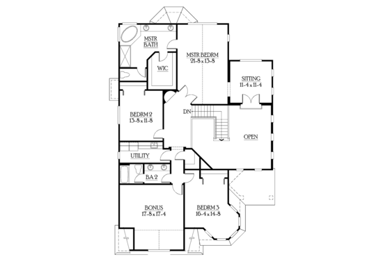 Floor Plan - Upper Floor for Craftsman House Plan #132-371 - 5 bed, 3.5 bath