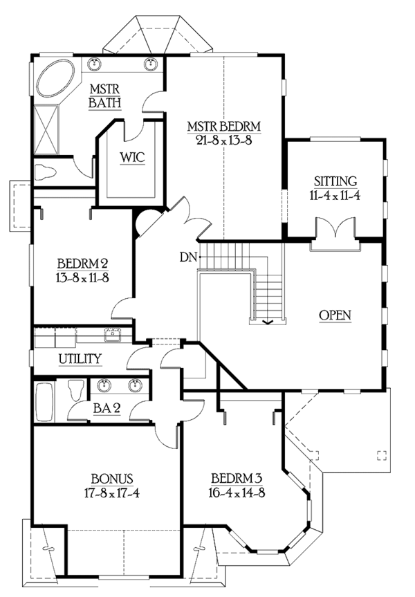 Architectural House Design - Craftsman Floor Plan - Upper Floor Plan #132-371