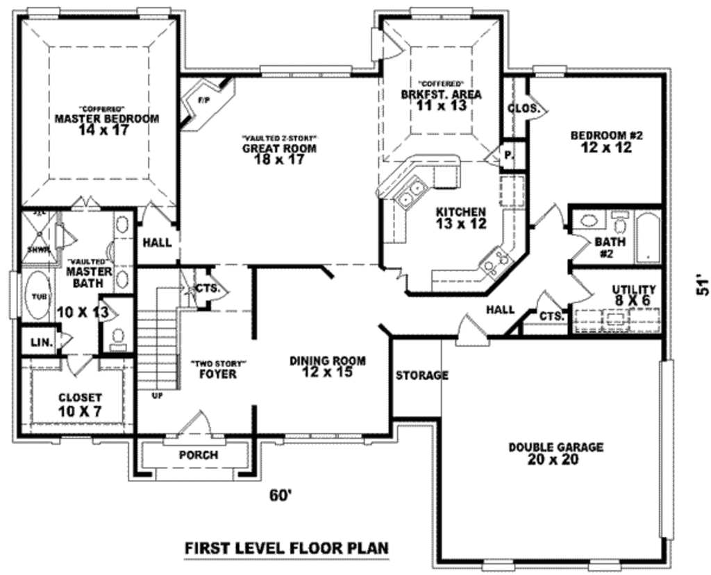 European Style House Plan - 4 Beds 3 Baths 2592 Sq/Ft Plan #81-1004 ...