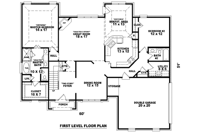 European Style House Plan - 4 Beds 3 Baths 2592 Sq/Ft Plan #81-1004 ...