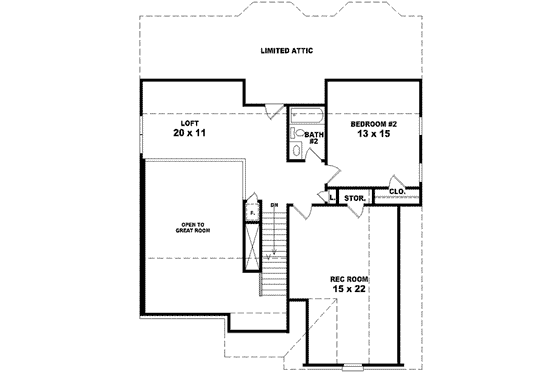 Floor Plan - Upper Floor for European House Plan #81-740 - 2 bed, 2.5 bath