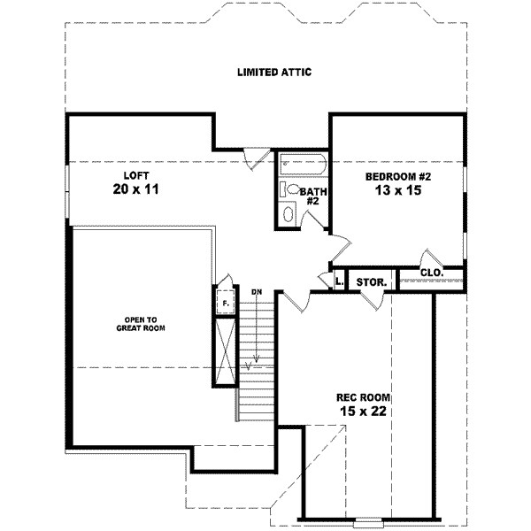 Floor Plan - Upper Floor for European House Plan #81-740 - 2 bed, 2.5 bath