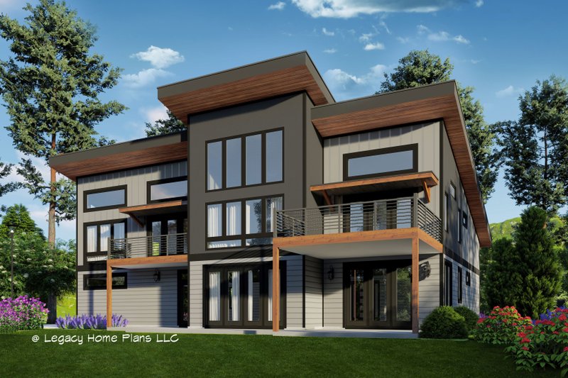 Architectural House Design - Exterior - Rear Elevation for Modern House Plan #932-612 - 3 bed, 3.5 bath