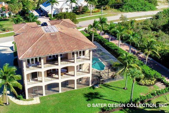 Exterior - Rear Elevation for European House Plan #930-505 - 4 bed, 4.5 bath