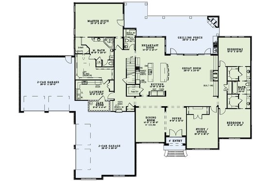Floor Plan - Main Floor for European House Plan #17-2491 - 3 bed, 3.5 bath