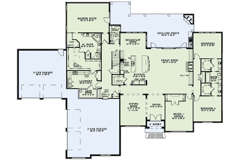 Dream House Plan - Floor Plan - Main Floor for European House Plan #17-2491 - 3 bed, 3.5 bath