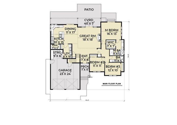 Architectural House Design - Southern Floor Plan - Main Floor Plan #1070-8