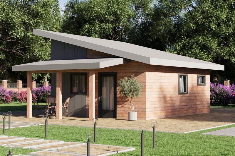 House Plan Design - Exterior - Front Elevation 4 for Modern House Plan #1106-161, 1 bath