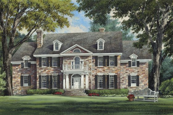 Exterior - Front Elevation for Classical House Plan #137-397 - 4 bed, 4 bath
