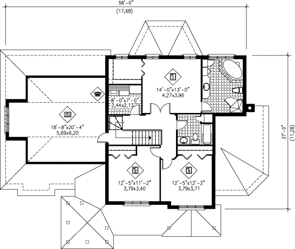 Traditional Floor Plan - Upper Floor Plan #25-234