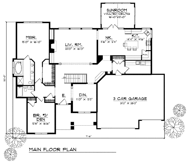 Traditional Floor Plan - Main Floor Plan #70-772