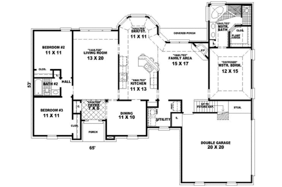 Floor Plan - Main Floor for Traditional House Plan #81-311 - 3 bed, 2 bath
