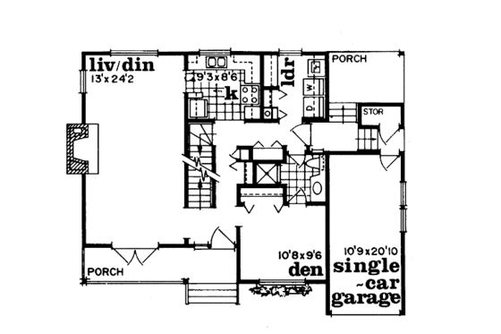 Floor Plan - Main Floor for Country House Plan #47-125 - 2 bed, 2 bath
