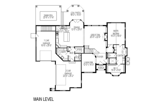 Floor Plan - Main Floor for European House Plan #920-12 - 5 bed, 3.5 bath