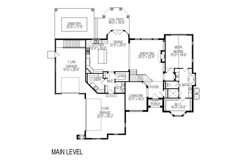 Dream House Plan - Floor Plan - Main Floor for European House Plan #920-12 - 5 bed, 3.5 bath