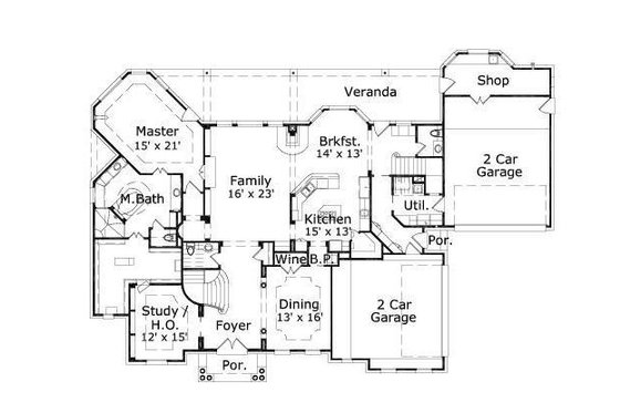 Floor Plan - Main Floor for European House Plan #411-497 - 4 bed, 4.5 bath