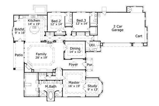 Floor Plan - Main Floor for European House Plan #411-655 - 3 bed, 3.5 bath