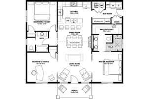 Floor Plan - Main Floor for Farmhouse House Plan #126-247 - 3 bed, 2 bath