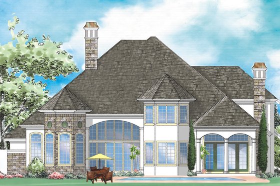 Exterior - Rear Elevation for Mediterranean House Plan #930-267 - 4 bed, 4.5 bath