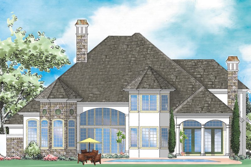 Home Plan - Exterior - Rear Elevation for Mediterranean House Plan #930-267 - 4 bed, 4.5 bath