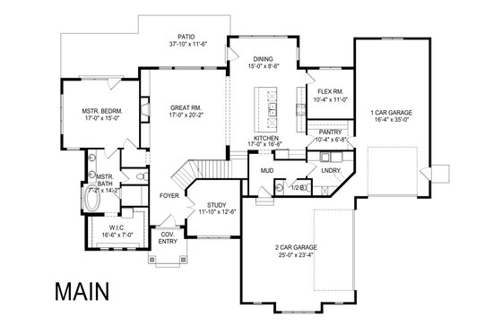 Floor Plan - Main Floor for Craftsman House Plan #920-104 - 5 bed, 3.5 bath
