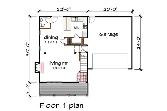 Floor Plan - Main Floor for Southern House Plan #79-168 - 3 bed, 2.5 bath