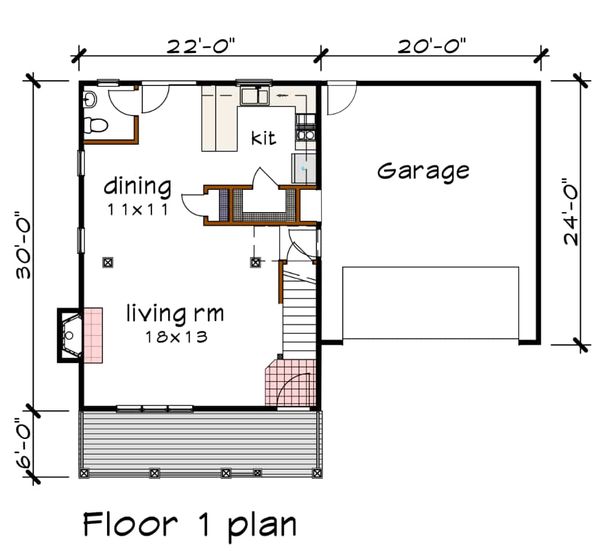 House Blueprint - Southern Floor Plan - Main Floor Plan #79-168