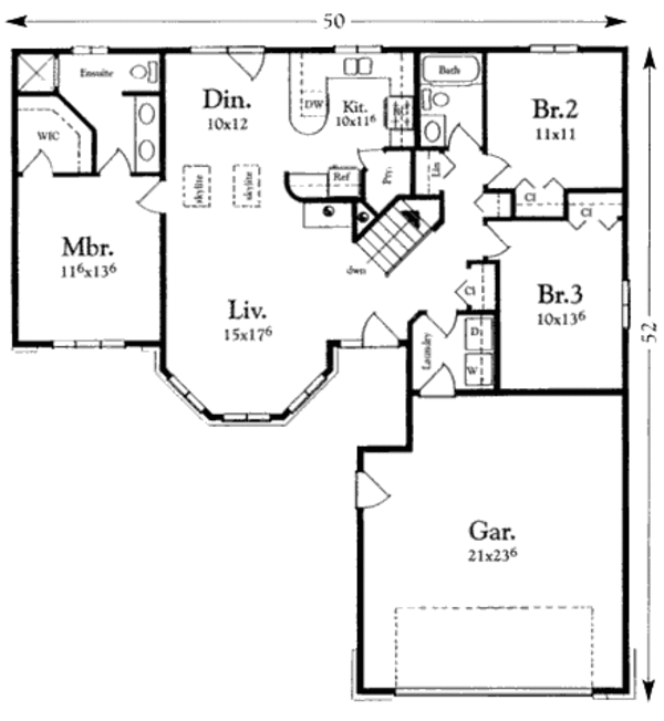 Bungalow Floor Plan - Main Floor Plan #409-111