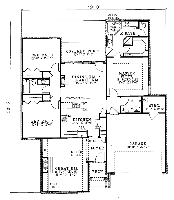 European Floor Plan - Main Floor Plan #17-1008