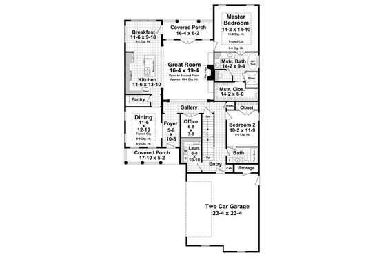 Floor Plan - Main Floor for Farmhouse House Plan #21-331 - 4 bed, 2 bath