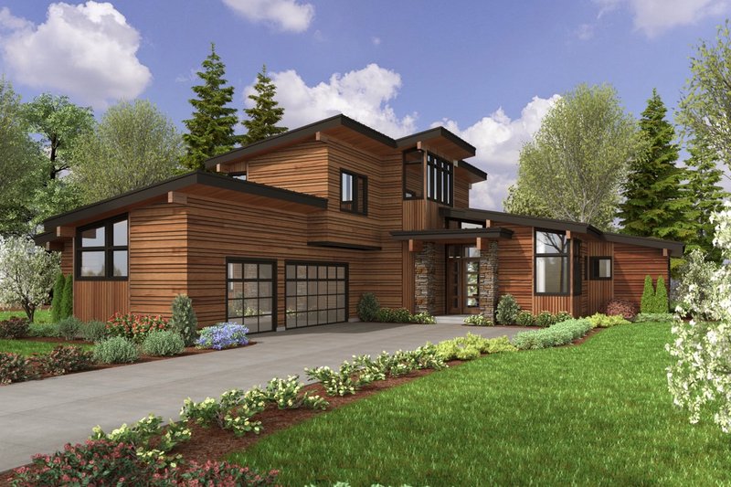 Dream House Plan - Contemporary Exterior - Front Elevation Plan #48-1067