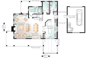 Floor Plan - Main Floor for Farmhouse House Plan #23-666 - 4 bed, 2 bath