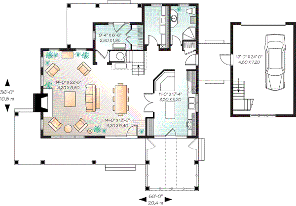 Architectural House Design - Farmhouse Floor Plan - Main Floor Plan #23-666