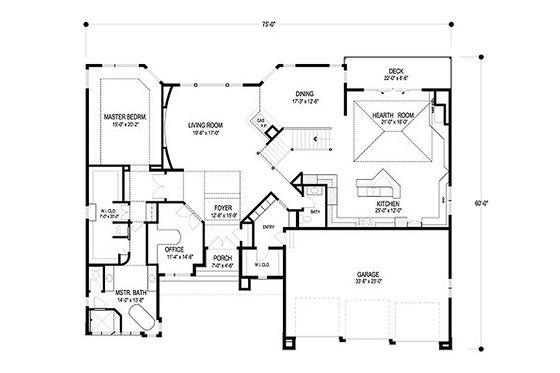 Floor Plan - Main Floor for Contemporary House Plan #56-601 - 4 bed, 4 bath