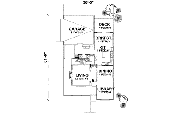 Floor Plan - Main Floor for Farmhouse House Plan #50-282 - 4 bed, 2.5 bath