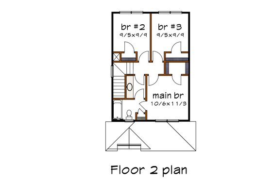 Floor Plan - Upper Floor for Farmhouse House Plan #79-123 - 3 bed, 1.5 bath