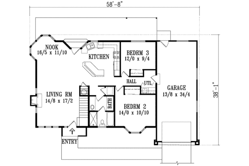 House Plan - 3 Beds 2 Baths 2069 Sq/Ft Plan #1-1156 - Houseplans.com