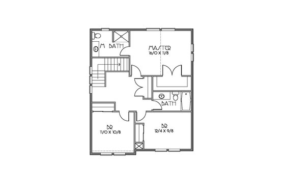 Floor Plan - Upper Floor for Craftsman House Plan #423-59 - 3 bed, 2.5 bath
